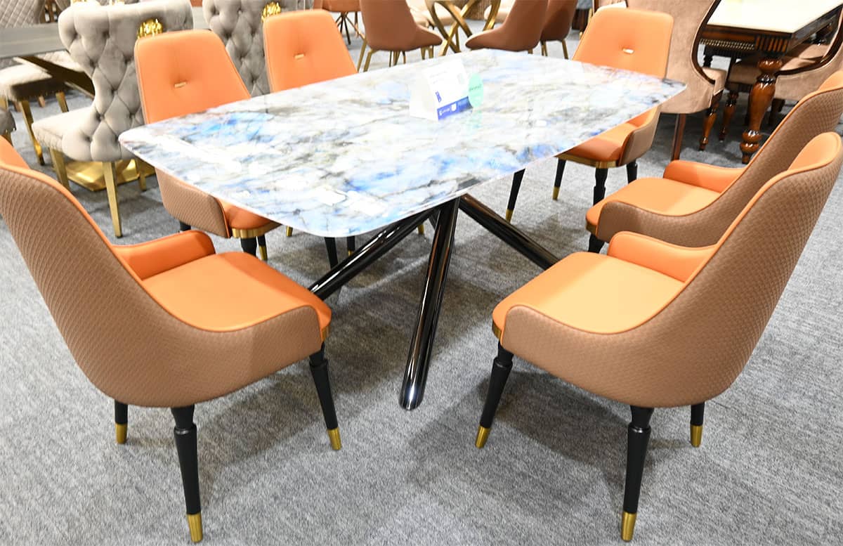 Bianca 6 Seater Marble Top Dinning Table Set